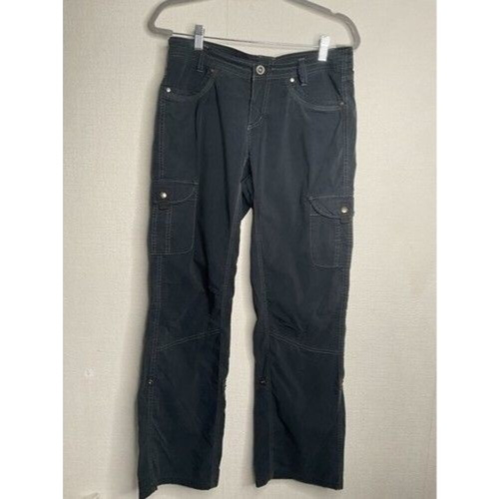 Kuhl Vintage Patina Dye Black Splash Roll Up Cargo Hiking Pants Women Size 10 Re